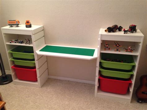 Lego Desk Used Ikea Trofast For The Ends And Had My Dad Make The Middle