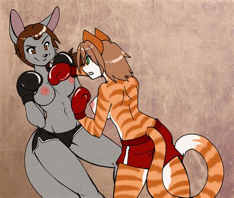 Rule 34 Anthro Boxing Boxing Gloves Breasts Feline Female Fur Furry