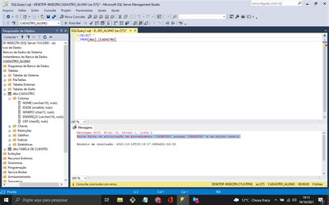 o que é objeto tabela SQL Server SQL Microsoft SQL Server Alura Cursos online