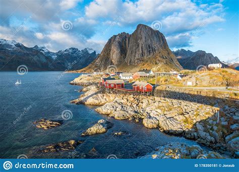 Winter Scene Of Reine Town In Lofoten Islands Norway Stock Image