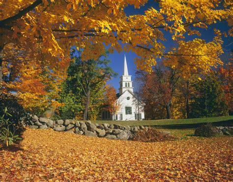 Autumn Colors New Hampshire Old Country Churches Autumn Scenery