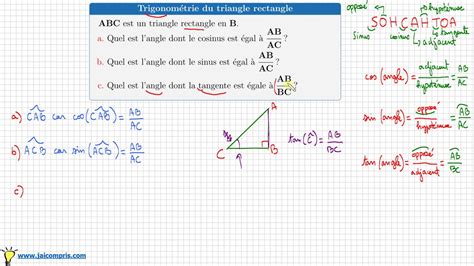 Trigonométrie Sinus Cosinus Tangente Sohcahtoa • Triangle Rectangle