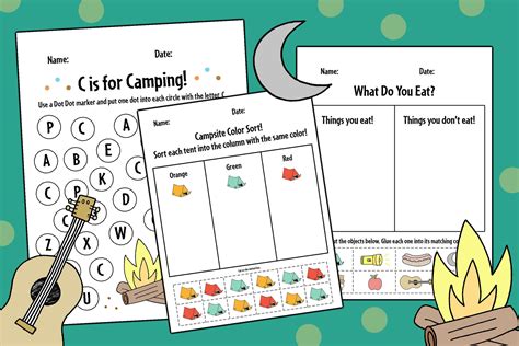 Free Preschool Camping Theme Worksheets ⋆ The Hollydog Blog