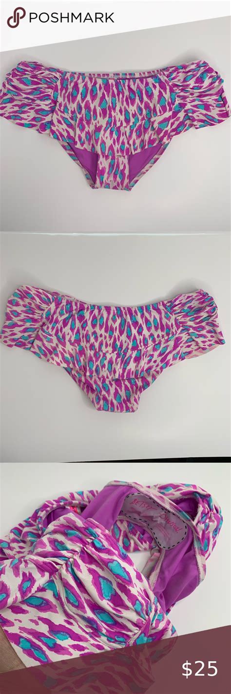 Betsey Johnson Ruffle Skirt Bikini Bottom Size L Skirted Bikini