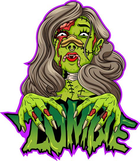 Scary Zombie Female Cartoon Head By Visink Thehungryjpeg