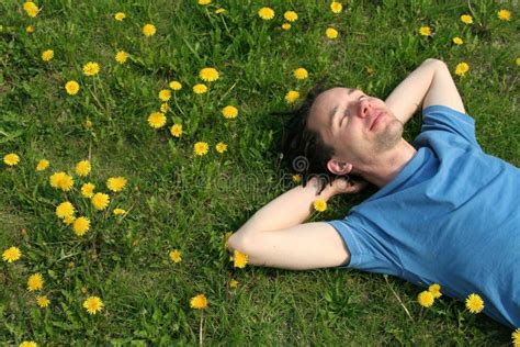 Man Lying On The Grass Royalty Free Stock Images Image 748669