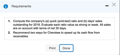 Learn acid test ratio formula with examples. Solved: Requirements 1. Compute The Company's (a) Quick (a ...