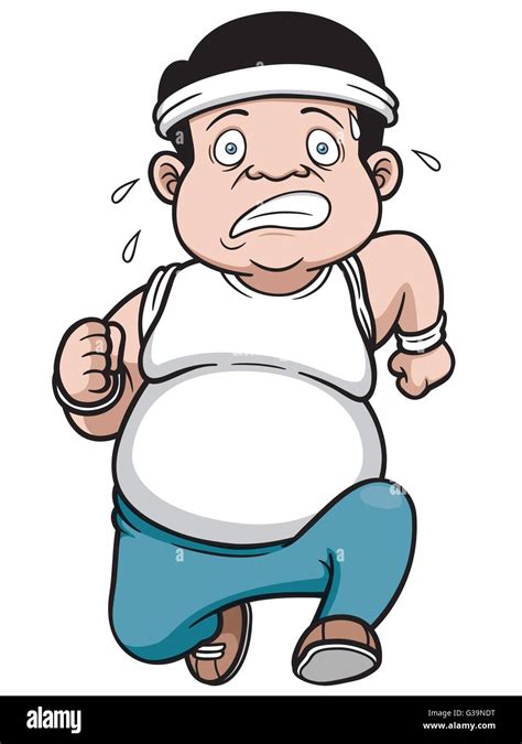 Fat Man Running Cartoon