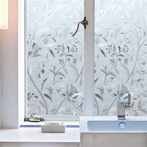 Nk 3d Static Cling Window Film Stained Glass Paper Decorative Frosted Vinyl Elegant Flower