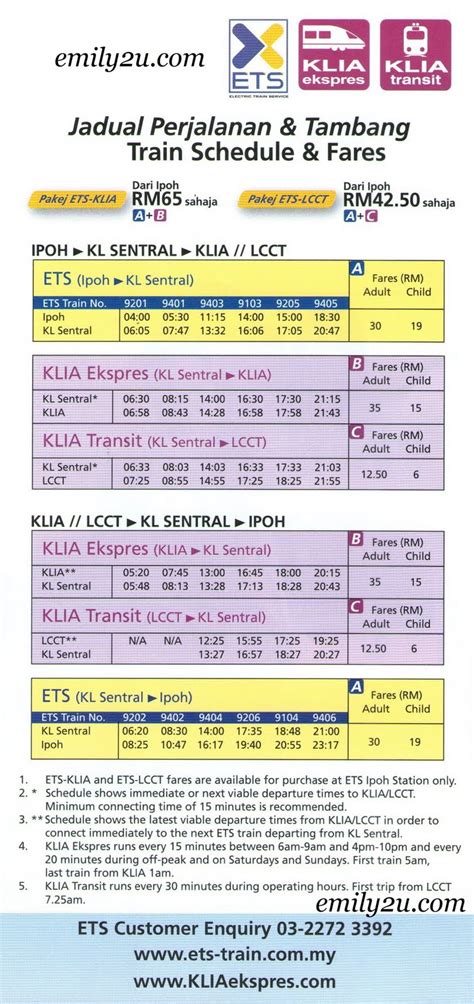 The journey from kuala lumpur to ipoh is uncomplicated despite the bountiful limestone ranges that surround ipoh! ETS Ipoh - KL Sentral - KLIA2 / KLIA (Train Schedule ...