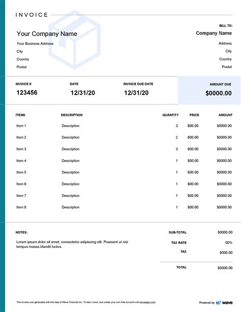 Moving Company Invoice Template Free Download