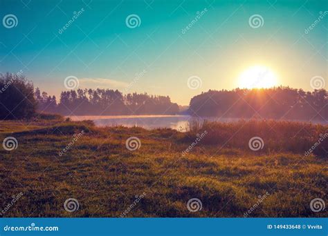 Early In The Morning Sunrise Over The Lake Stock Photo Image Of Lake