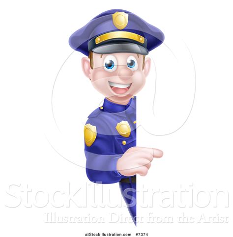Vector Illustration Of A Cartoon Happy Caucasian Male Police Officer
