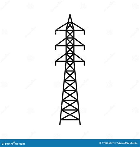 Electrical Tower Icon On White Background Flat Style Electricity Sign