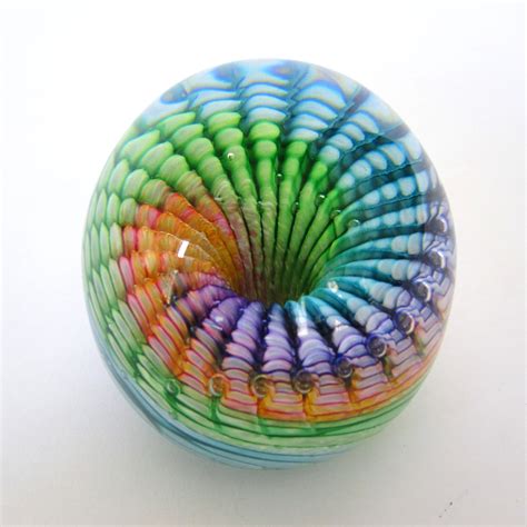 Art Glass Paperweight A Rainbow Of Color Swirls Within The Clear Dome Of This Sublime Hand