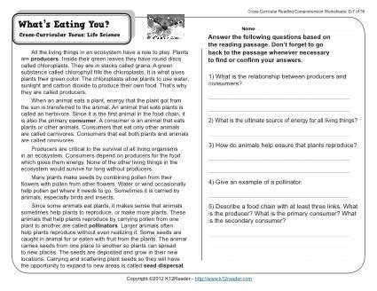 Book report forms, literature circles roles, book bingo, and other reading worksheets. What's Eating You? | elementary science ideas | Reading comprehension worksheets, Comprehension ...