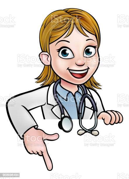 Woman Doctor Cartoon Character Pointing Stock Illustration Download