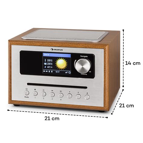 Auna Silver Star Cd Cube Radio Bluetooth Hcc Display Wood Brown Brown