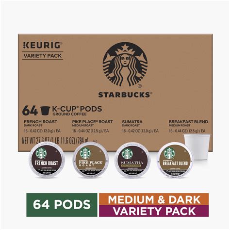 Starbucks K Cup Coffee Pods — Medium And Dark Roast Variety Pack For