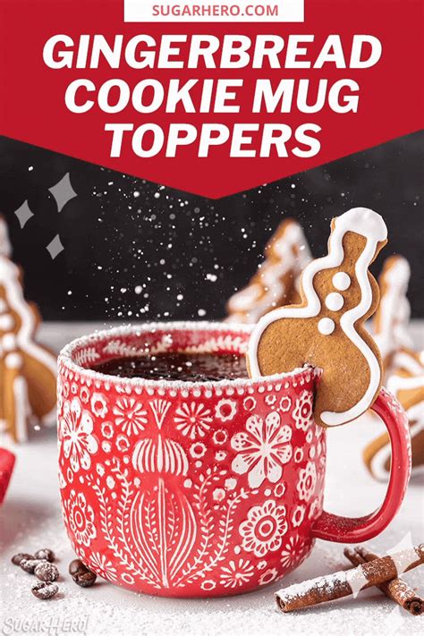 Gingerbread Cookie Mug Toppers Are Being Sprinkled With Icing And Sugar