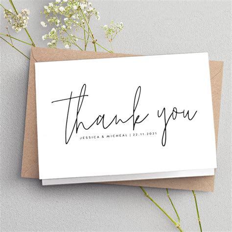 Folded Thank You Cards Wedding Thank You Card Simple Folded Thank You
