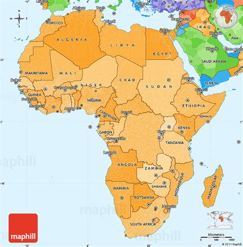 Political Shades Simple Map Of Africa Political Outside