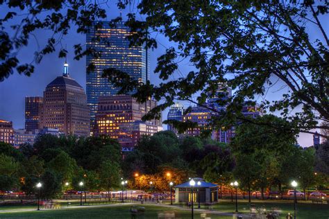 Boston Skyline At Night From The Boston Common Photograph By Joann