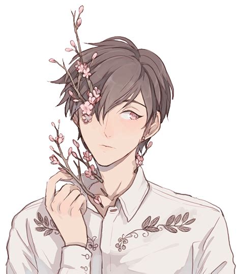 Anime Boy Flowers Sticker By Carolinab31