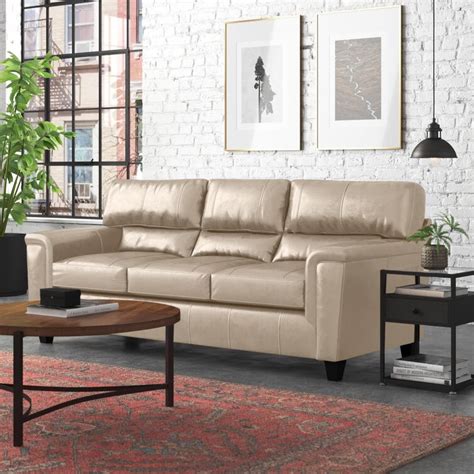 Steelside™ Auckland 88 Genuine Leather Square Arm Sofa And Reviews