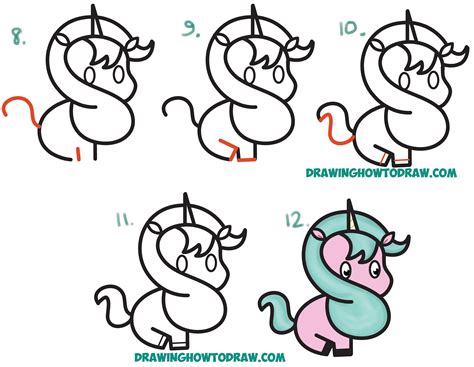 how to draw a cute cartoon unicorn kawaii from a dollar sign easy step by step drawing