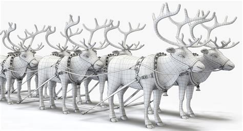 3d Santa Sleigh Reindeers Model Turbosquid 1240224