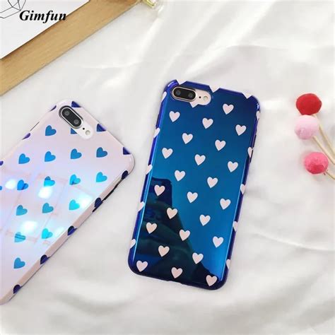 gimfun pink blue love heart blu ray phone case for iphone x 7 7plus 8 6 6s 6plus korea glitter