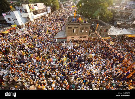 Sikh Devotees Procession Hazur Sahib Gurdwara Takht Sachkhand Sri