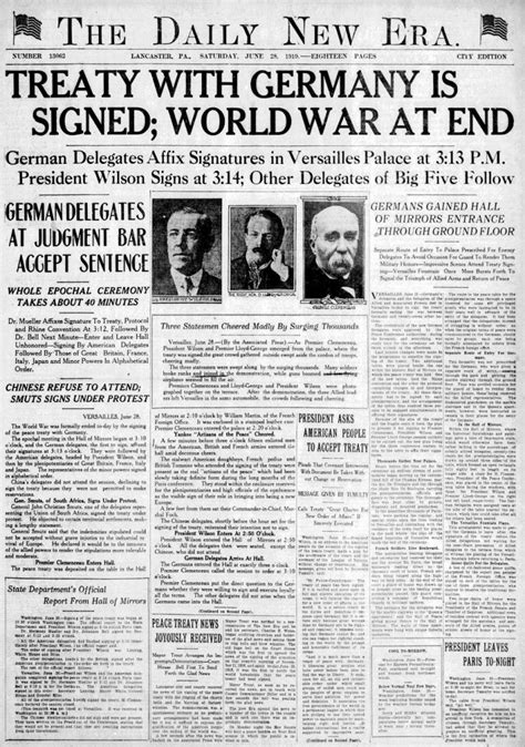 Peace Declared Newspaper Headlines From The Very End Of Wwi In 1919 Click Americana