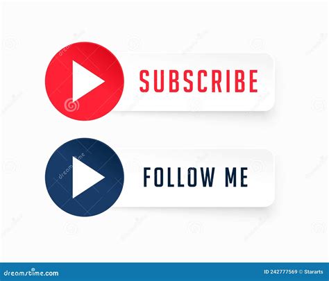 Subscribe And Follow Me Buttons Stock Vector Illustration Of Member