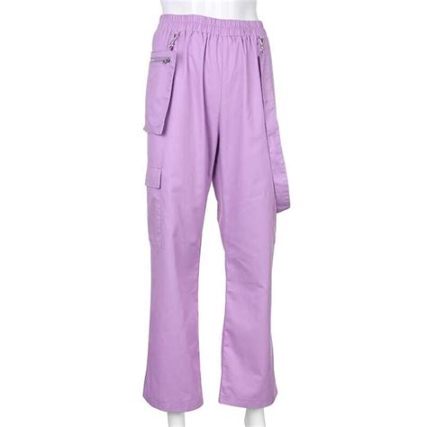 Purple Princesswide Leg Purple Strap Cargo Pantsmaterial