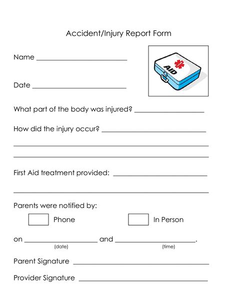 Accident Injury Report Form Aid Download Printable PDF Templateroller