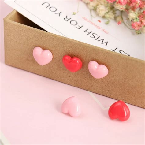 50 Pcsset Creative Romantic Heart Shaped Pushpin Cute Pink Push Pins