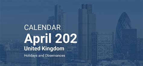 April 202 Calendar United Kingdom