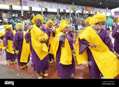 Nigerian Women Showcasing Their Traditional Attire In Paying Homage To