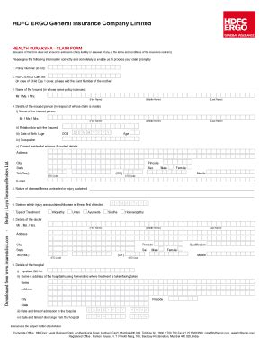 Claim Form: Claim Form Of Hdfc Ergo