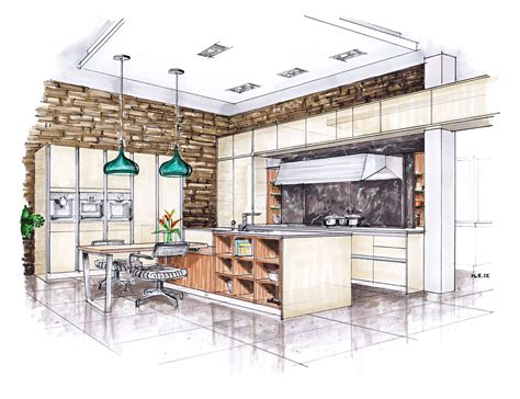 Main Kitchen Color Interior Design Sketches Interior Design