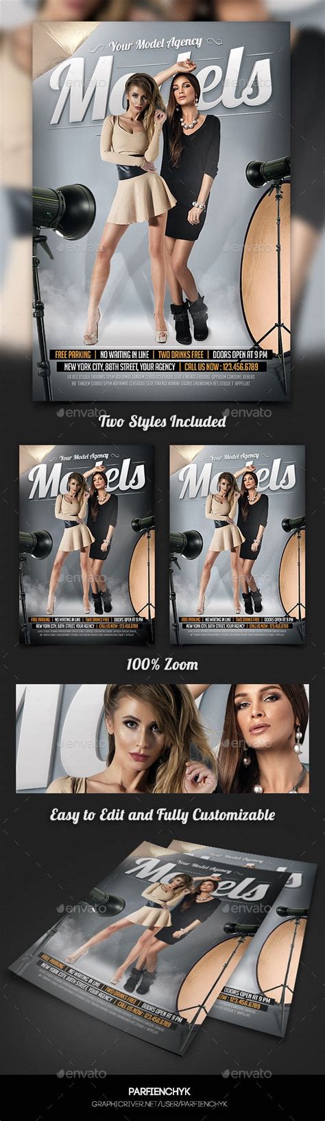 Professional Model Agency Flyer Template By Parfienchyk Graphicriver