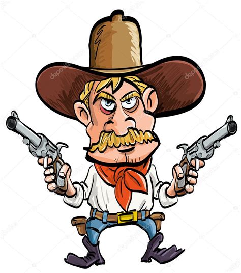 Cartoon Cowboy With His Guns Drawn — Stock Vector © Antonbrand 11363022
