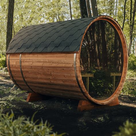 Scandinavian Outdoor Barrel Sauna 7x8 Northern Saunas