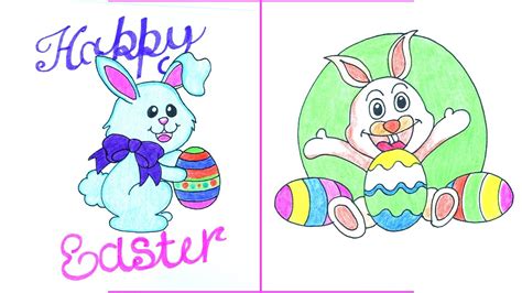 How To Draw Easter Bunny Step By Step Easter Drawing Youtube