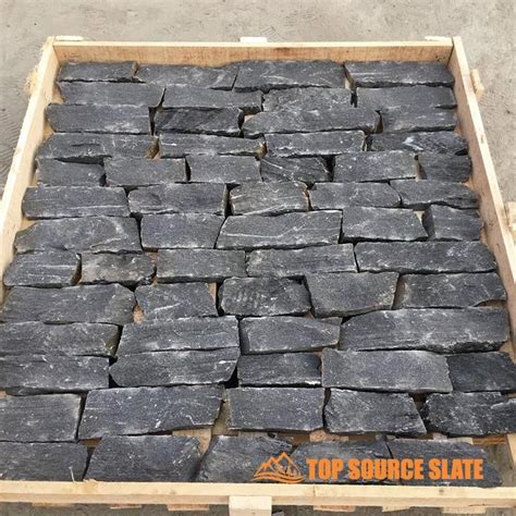 Wholesale Black Quartzite Dry Stack Random Cladding Top Source Slate