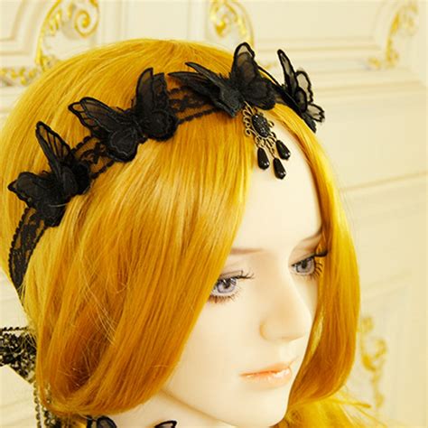 10x baroque black mesh lace butterfly hair band headband goth long ribbon p n6y4 194724080438 ebay