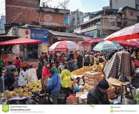 Crowded Vegetable Market Of China 11 Editorial Stock Image Image Of