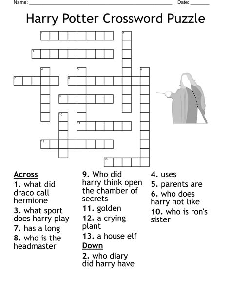 Harry Potter Crossword Puzzle Printable Printable Templates